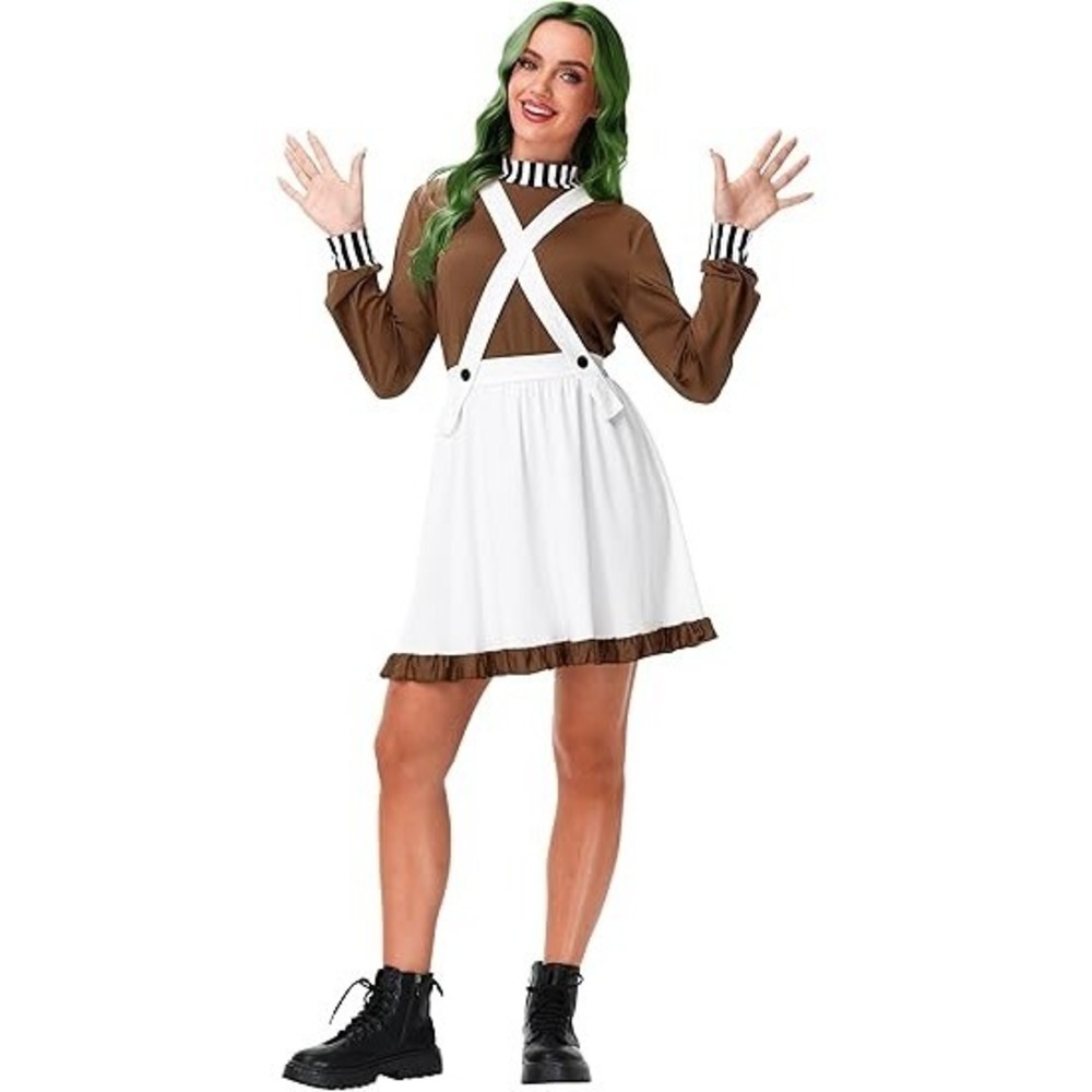 Set of 2 Remimi Women's 2XL Halloween Chocolate Worker Costume Brown Shirt White